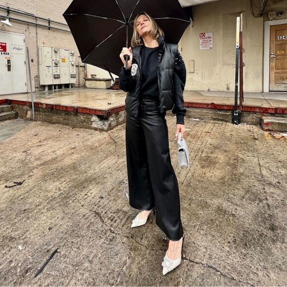 ZARA 37/6.5 White Tweed Slingback Kitten Heel Jeweled Buckle Shoes - Picture 2 of 2